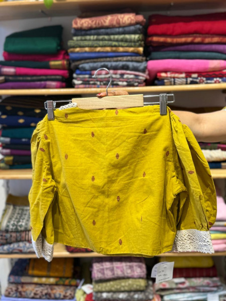 Puffed Sleeves Mustard Blouse