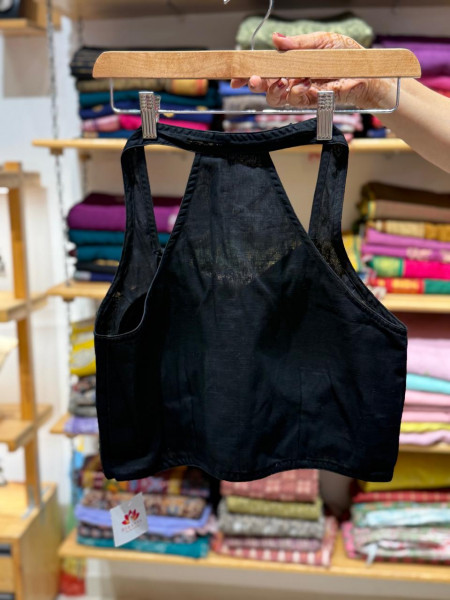 Halter Neck Black Padded Blouse