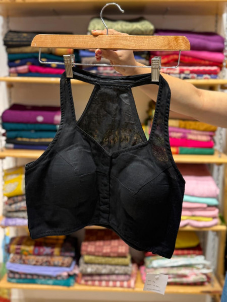 Halter Neck Black Padded Blouse