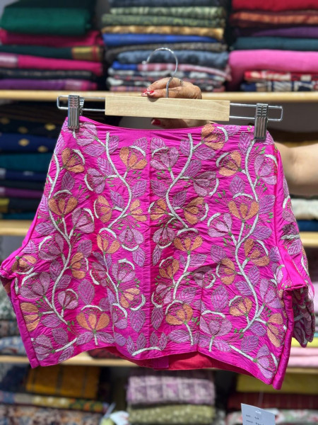 Pink Kantha Stitch Cotton silk Blouse - Size 36 & 40