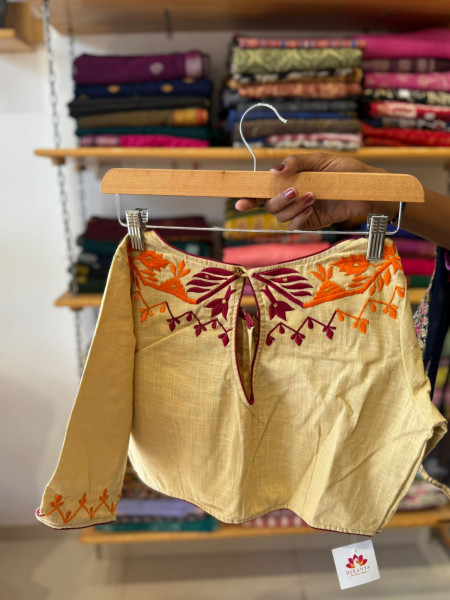 Orange Colour MUL Saree with Cotton BLOUSE