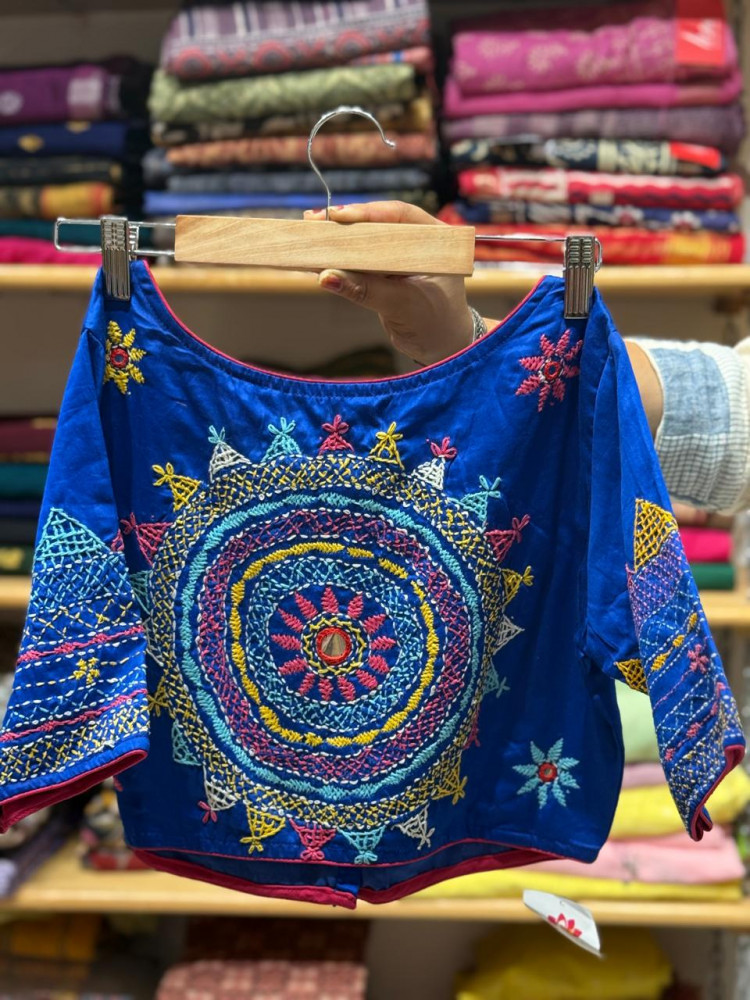 Image of Free Size Handwork Blouse - Blue 