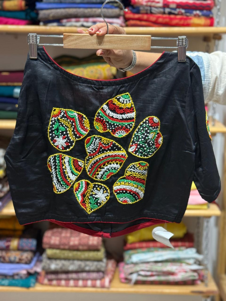 Image of Free Size Handwork Blouse - Black