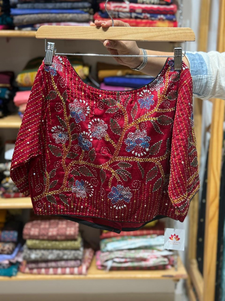 Image of Free Size Handwork Blouse - RED