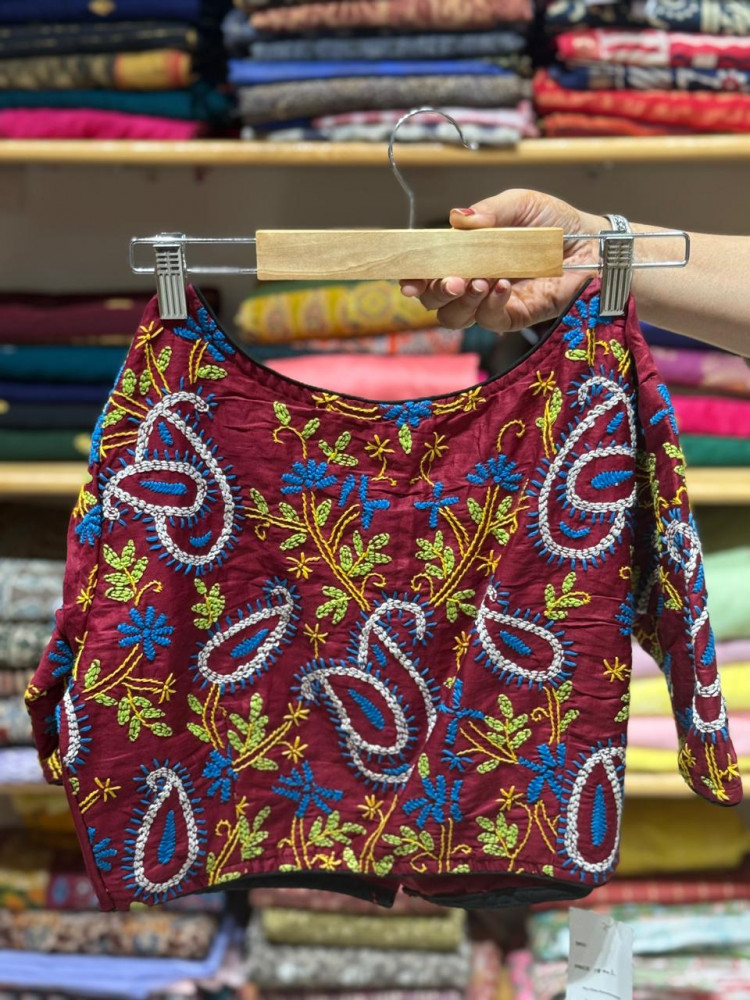 Image of Free Size Handwork Blouse - MAroon 