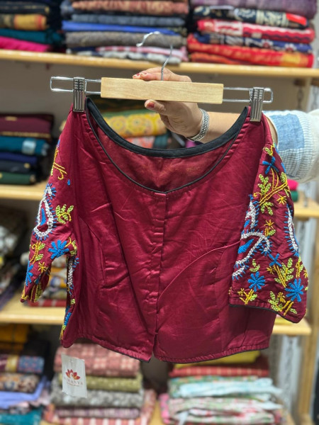 Free Size Handwork Blouse - MAroon 