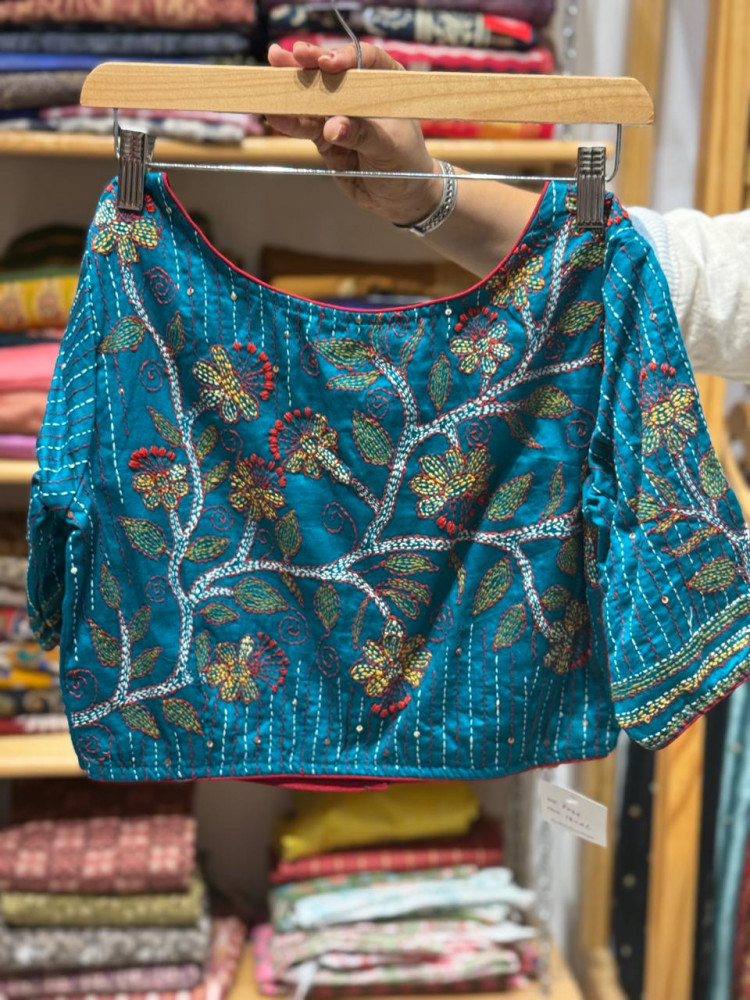 Image of Free Size Handwork Blouse - Green