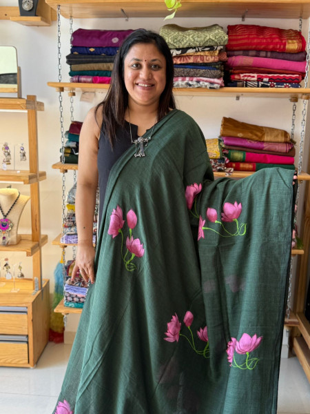 Blue Colour MUL Saree with Cotton BLOUSE
