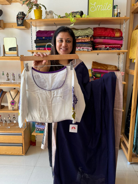 Blue Colour MUL Saree with Cotton BLOUSE