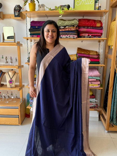 Blue Colour MUL Saree with Cotton BLOUSE
