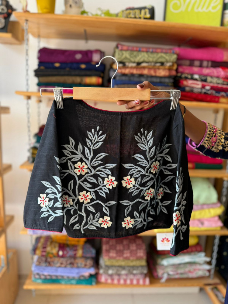 Image of Black Embroidery Blouse