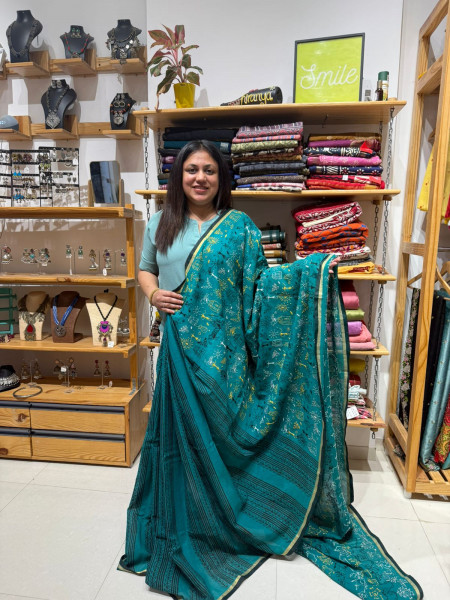 Warli Embroidery on Pure Cotton Saree