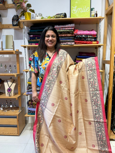 Semi Tussar Madhubani Saree