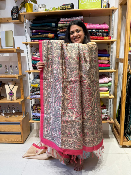 Semi Tussar Madhubani Saree