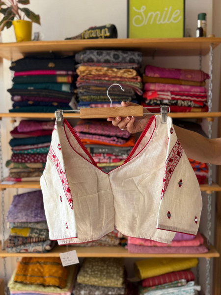 Zari Stripes Pink Saree with White Mirror Embroidered Blouse