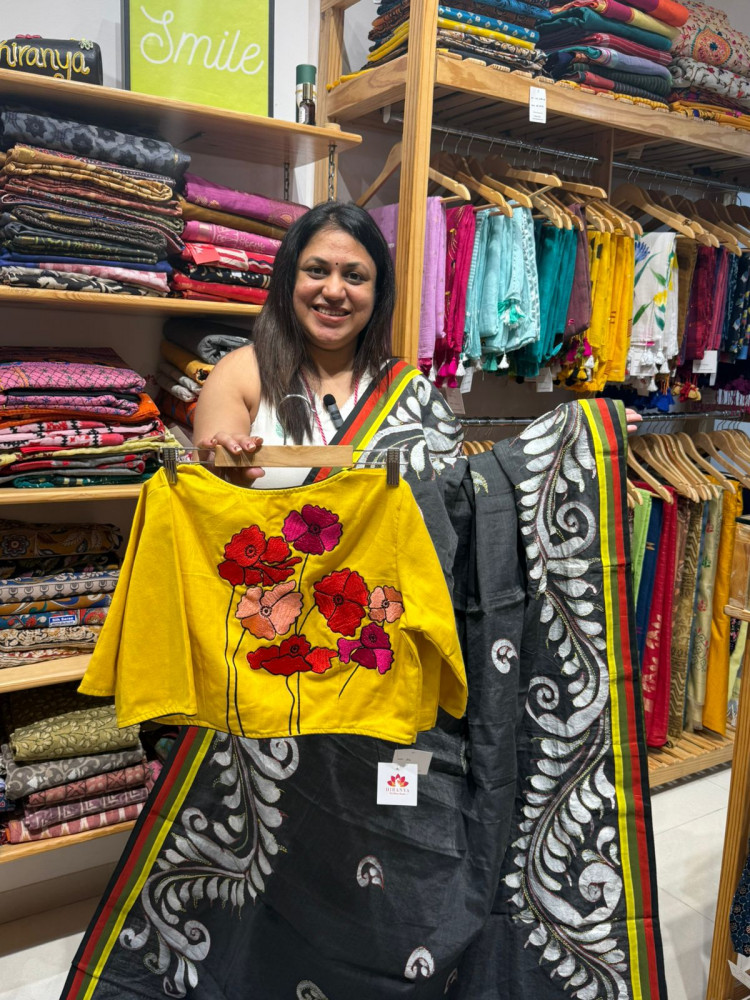 Image of Handpainted  &amp; Handwork Cotton Saree