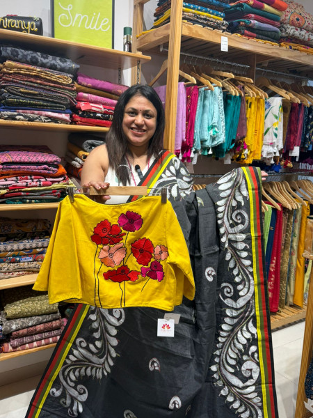 Handpainted  & Handwork Cotton Saree