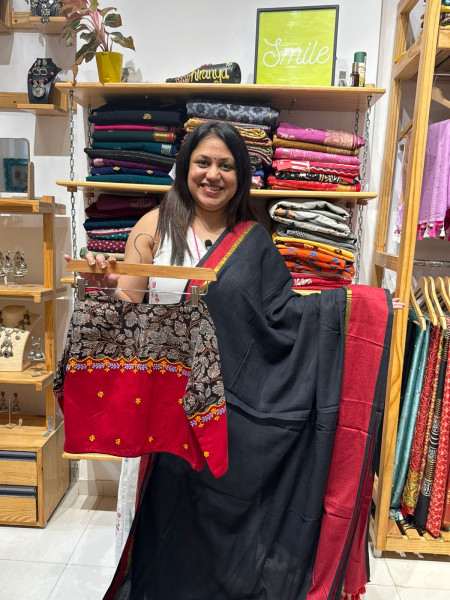 Black and Red Saree Blouse Combo