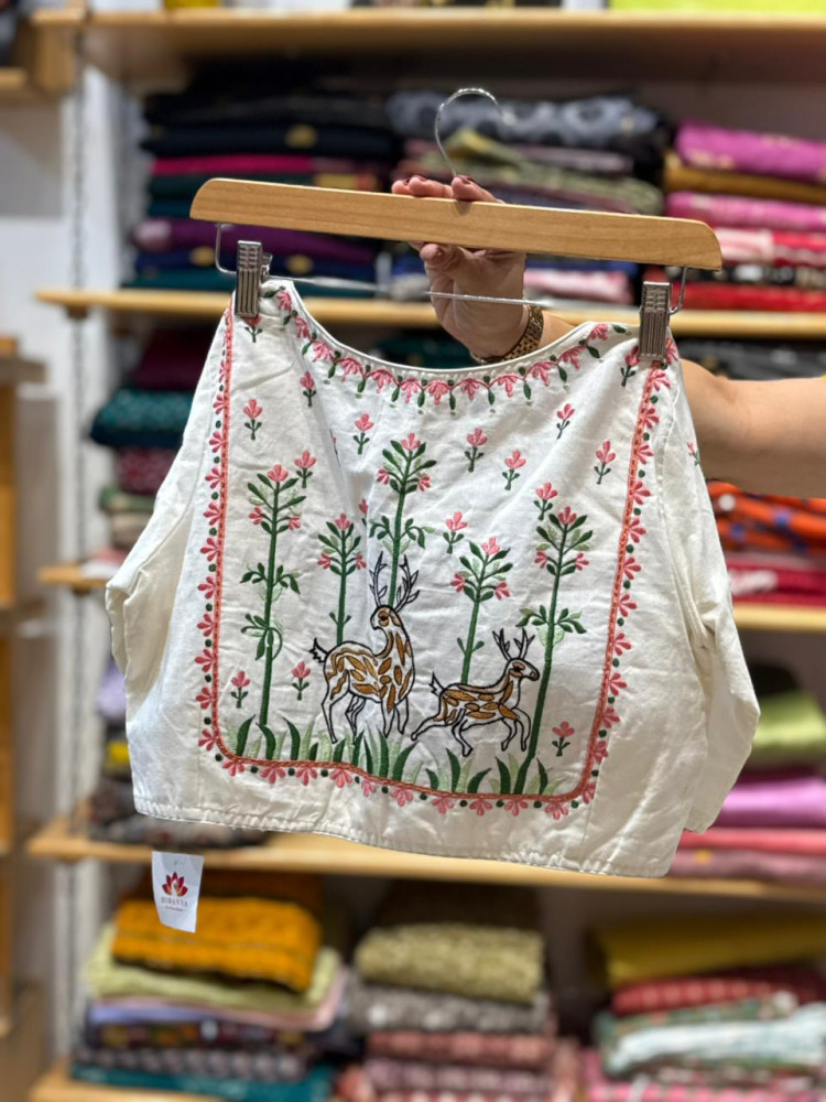 Image of Deer Embroidery Blouse