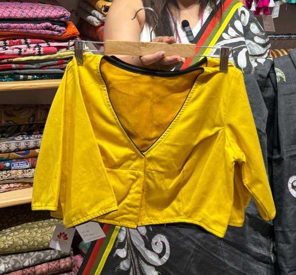 Mustard Yellow Blouse with Embroidery