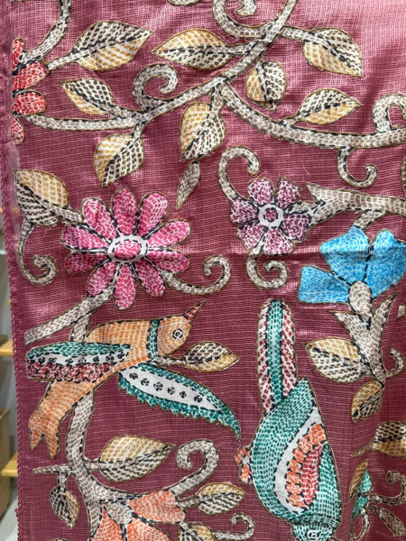 Semi Kota Saree with Kalamkari Patchwork