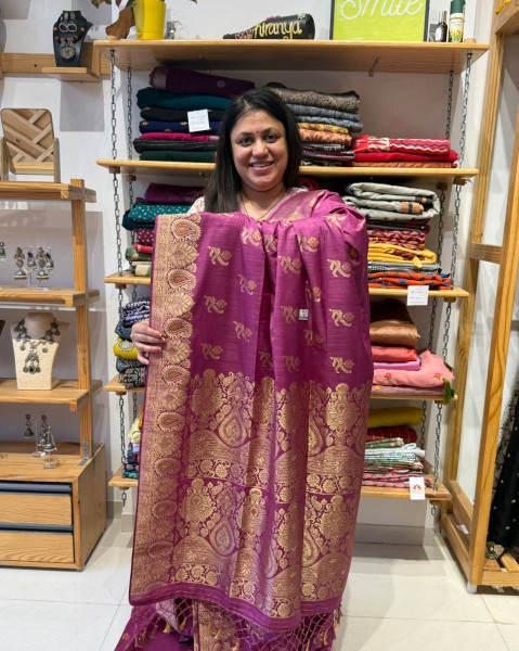 Pink Semi Banarsi Saree