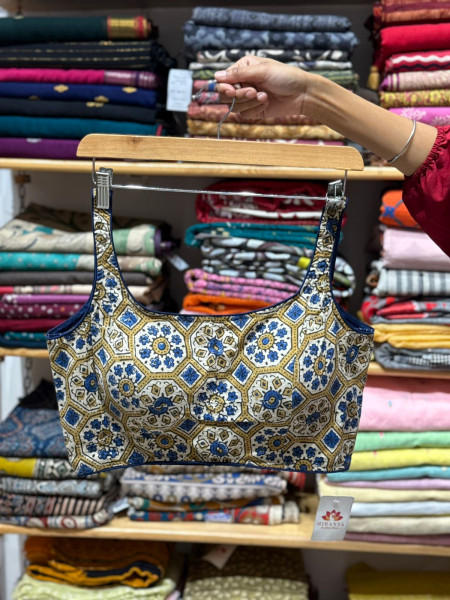 Sleeveless Padded Blouse Ajrakh Print- Free Size