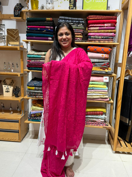 Chikankari work Mul Saree