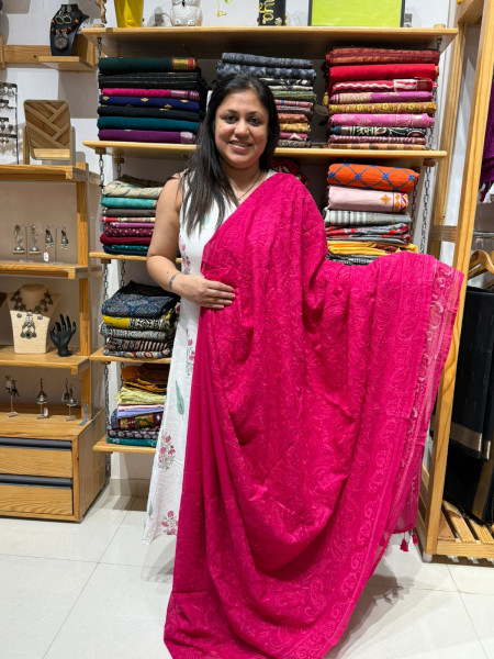 Chikankari work Mul Saree