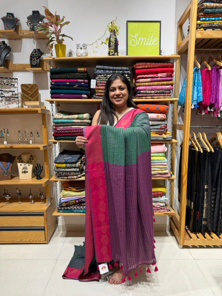 Mul Saree with Lotus Zari borders