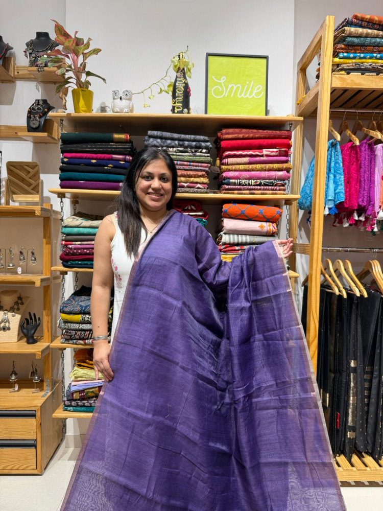 Image of Blended Cotton Saree with Kalamkari Pallu