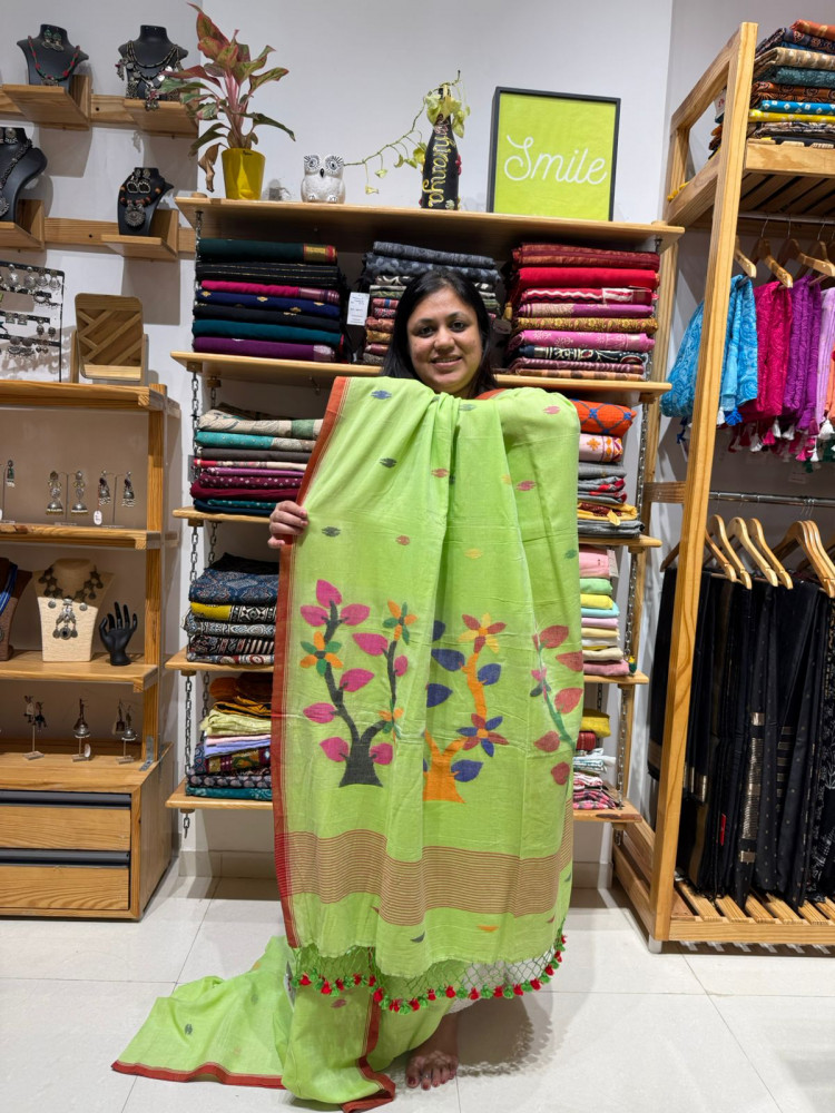 Image of Mul Saree with Jamdani Weaving