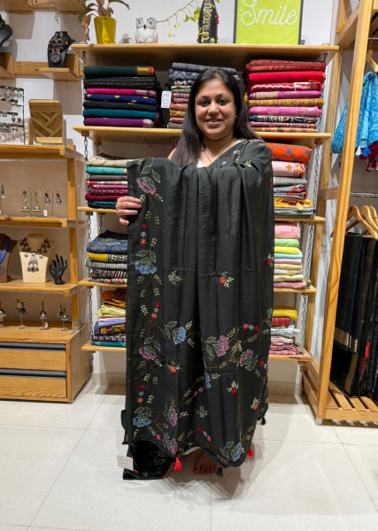 Mul chanderi Handpaint and Handwork Saree