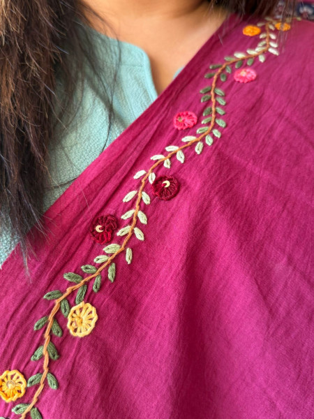 Cotton Saree with Hand Embroidery