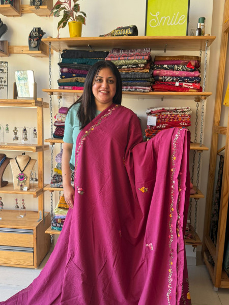 Cotton Saree with Hand Embroidery