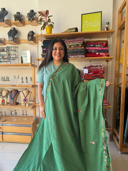 Cotton Saree with Hand Embroidery