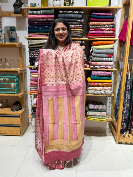 Soft Semi Chanderi Saree with Weaving.