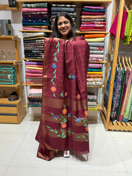 Handpainted Soft Chanderi Saree