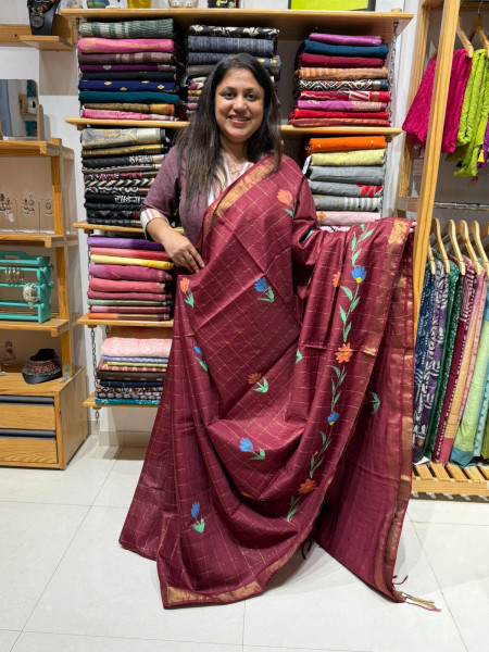 Handpainted Soft Chanderi Saree