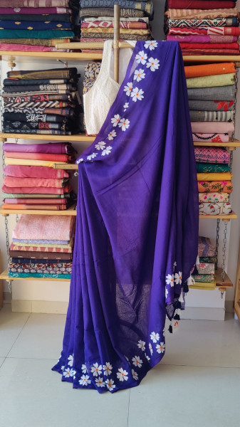Mul Cotton Handpainted Saree