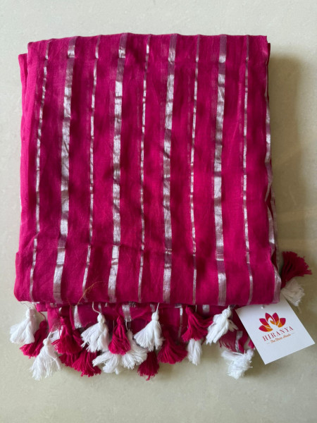 Mul cotton Zari Stripes - PINK