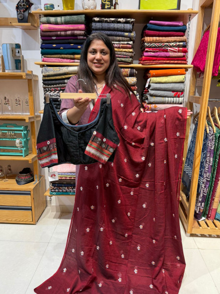 Parijat Mul Saree with KHUN Blouse size 38