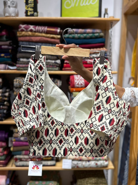 Stretchable Padded Printed Free Size Blouse  -Size 34-38