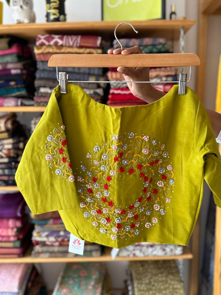 Image of Handwork Blouse Green- Free Size