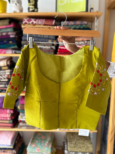 Handwork Blouse Green- Free Size