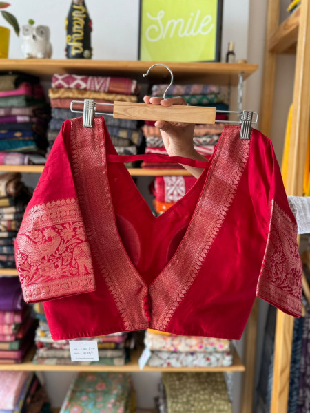 Banarsi Blouse- Red - Free Size