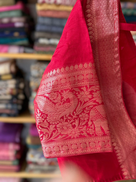 Banarsi Blouse- Red - Free Size