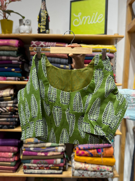 Stretchable Blouse - Green- Size - 40 to  44