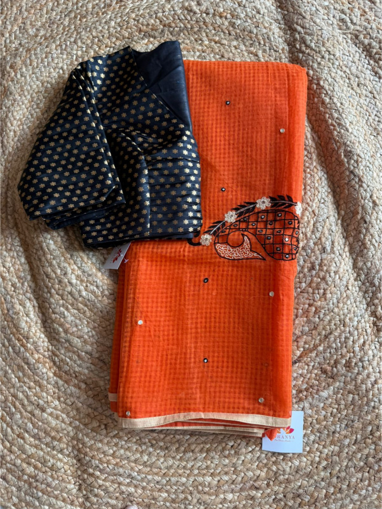 Image of Resham Kota saree with Banarsi Blouse