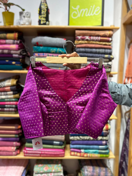 Temple Border Saree with Purple Blouse